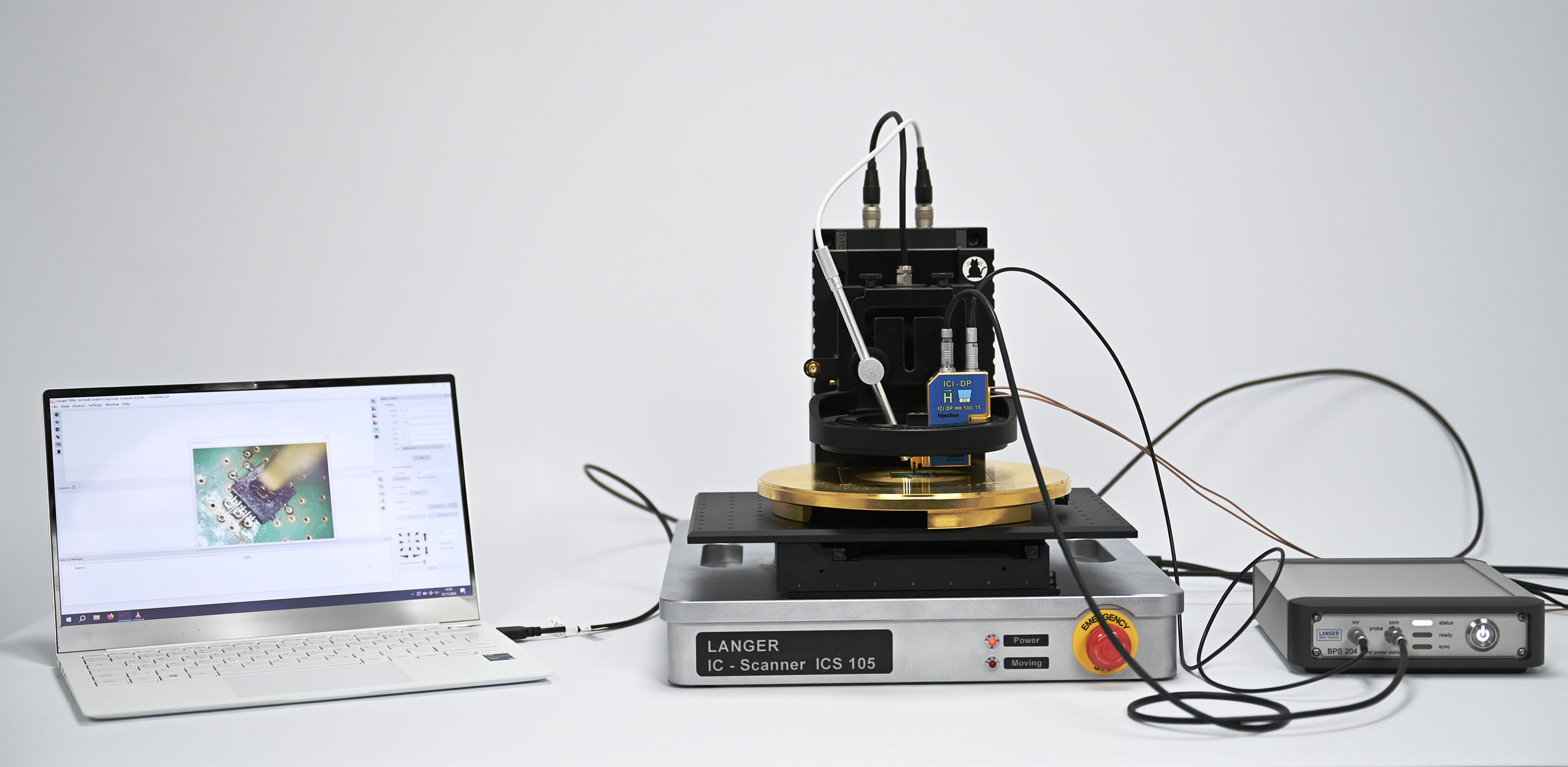 Fault injection measuring station with Langer IC scanner
